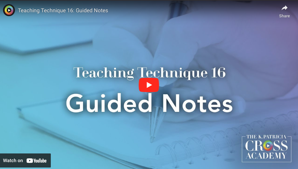 Teaching Technique 16 Guided Notes poster image of the video