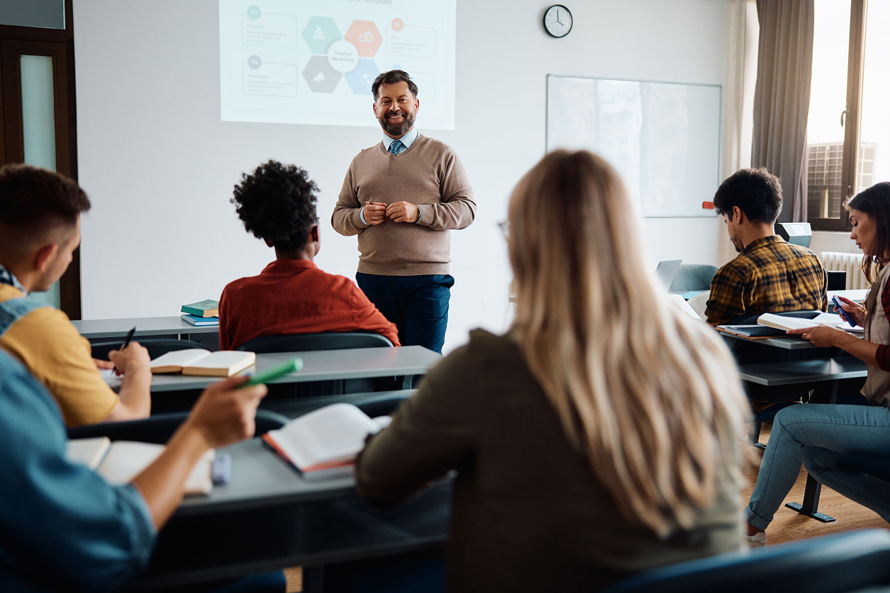 Male Professor with Students