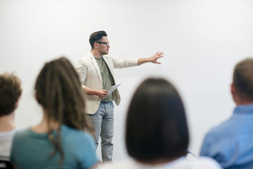 An instructor giving a lecture.